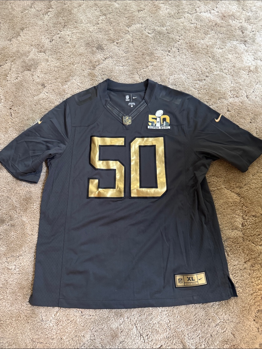 Nike Black Gold Super Bowl 50 Football Jersey